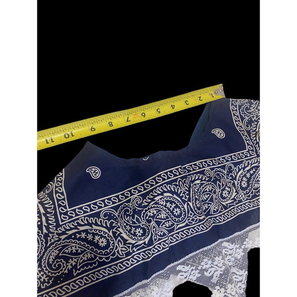 Vintage Little Girls Apron Blue Bandana Lace 3T - 5T Western Romantic Rockabilly - Picture 10 of 11